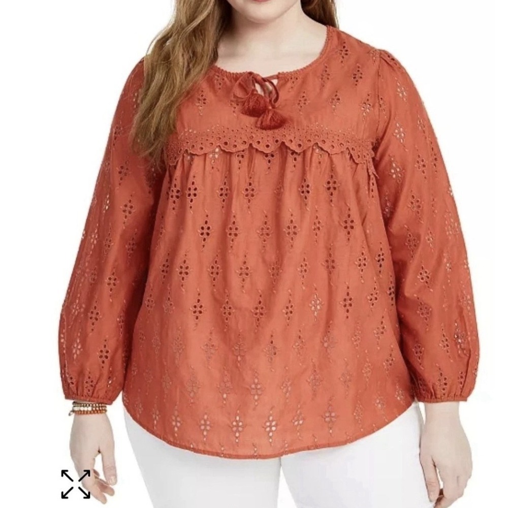 Style & Co Women's Eyelet Boho Blouse Size 2x
